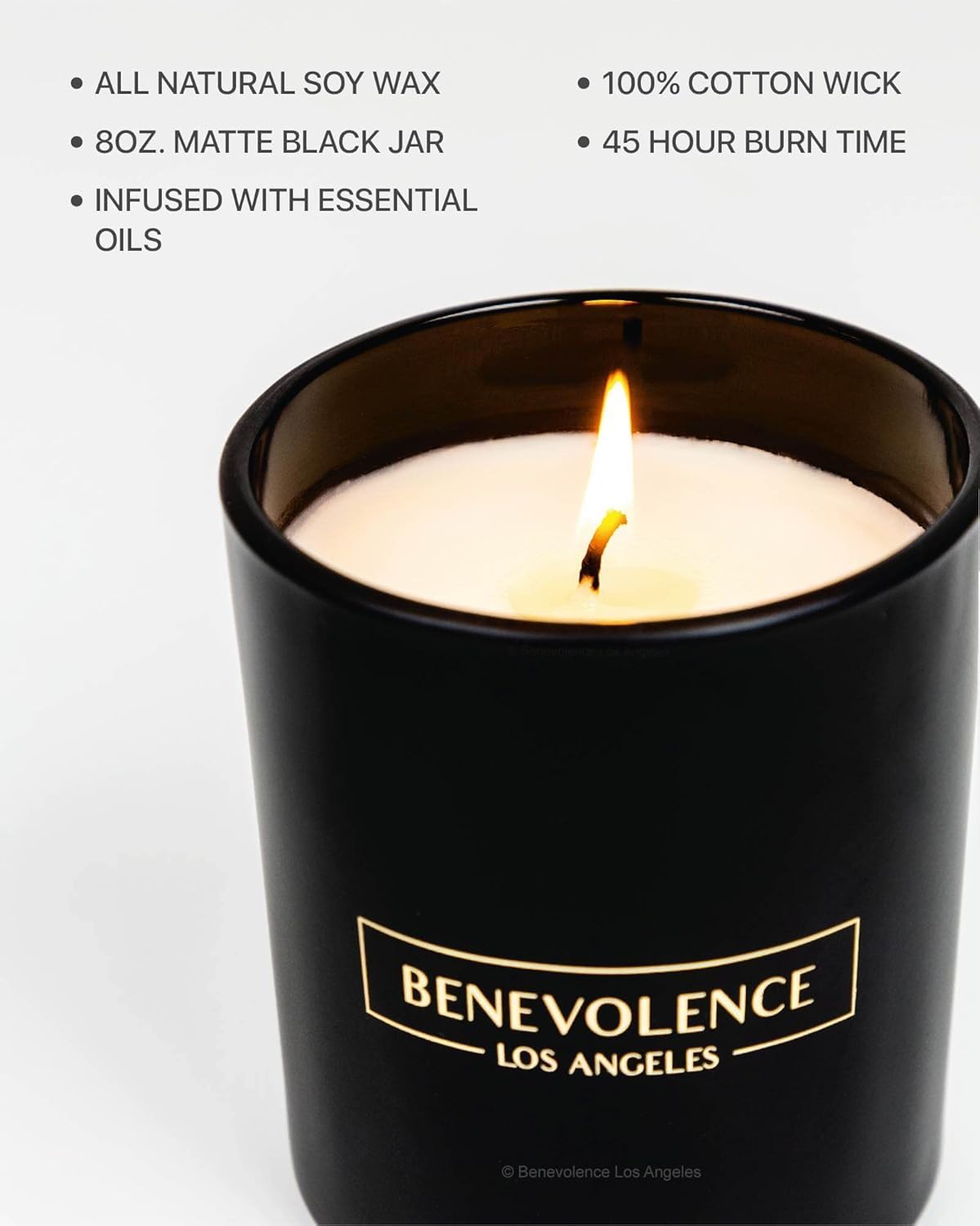 Benevolence Candles Bergamot & Jasmine Scented Candle  8 Oz Scented Candles for Home Scented  Natural Soy Candles for Men  45 Ho